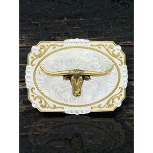 Montana Silversmiths Cowboy Cameo Steer Head Longhorn Buckle Retail $180 NEW